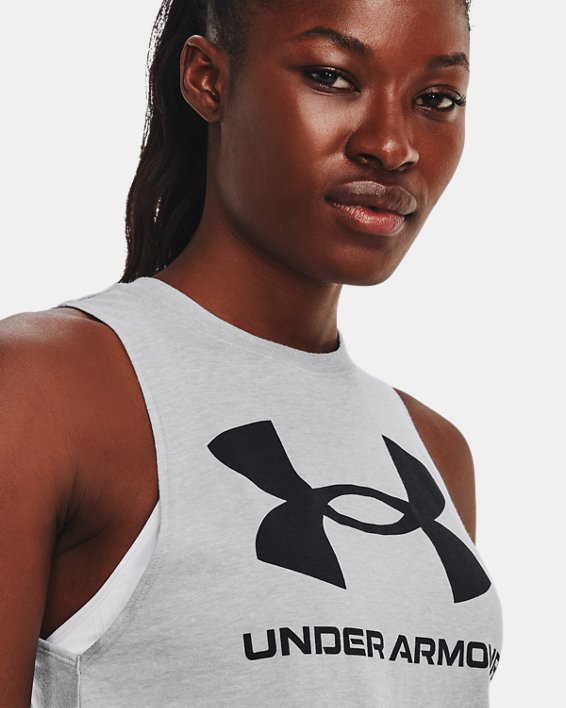 เสื้อกล้าม UA Sportstyle Graphic สำหรับผู้หญิง in Gray image number 3
